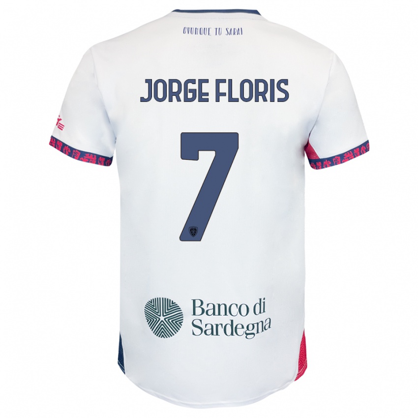 גברים ניקולו חורחה פלוריס #7 לבן נייבי אדום הרחק ג'רזי 2025/26 חולצה קצרה