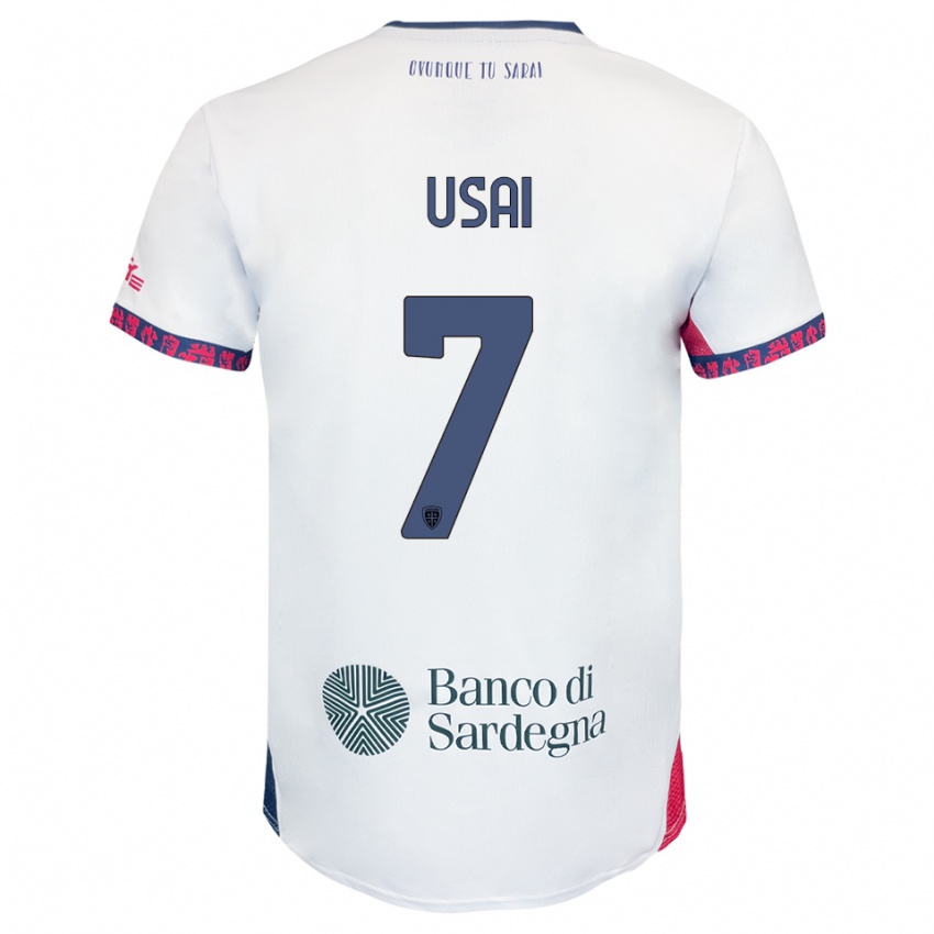 גברים Carlo Usai #7 לבן נייבי אדום הרחק ג'רזי 2025/26 חולצה קצרה