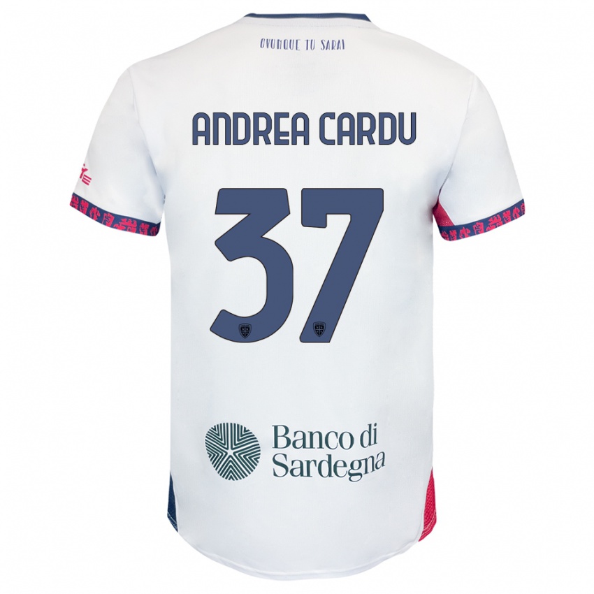 גברים Gian Andrea Cardu #37 לבן נייבי אדום הרחק ג'רזי 2025/26 חולצה קצרה