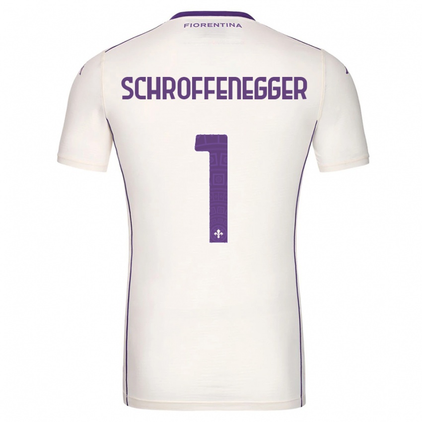 גברים Katja Schroffenegger #1 לבן סגול אדום הרחק ג'רזי 2025/26 חולצה קצרה