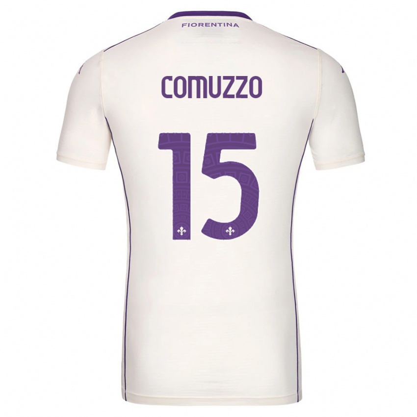 גברים פייטרו קומוצו #15 לבן סגול אדום הרחק ג'רזי 2025/26 חולצה קצרה