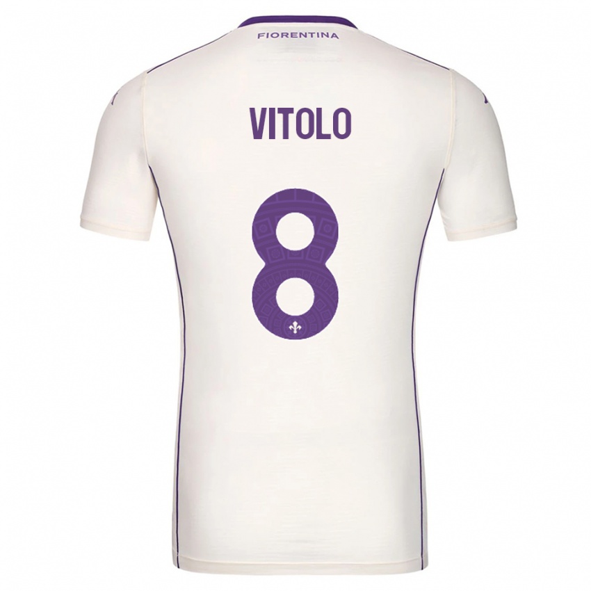 גברים פדריקו ויטולו #8 לבן סגול אדום הרחק ג'רזי 2025/26 חולצה קצרה