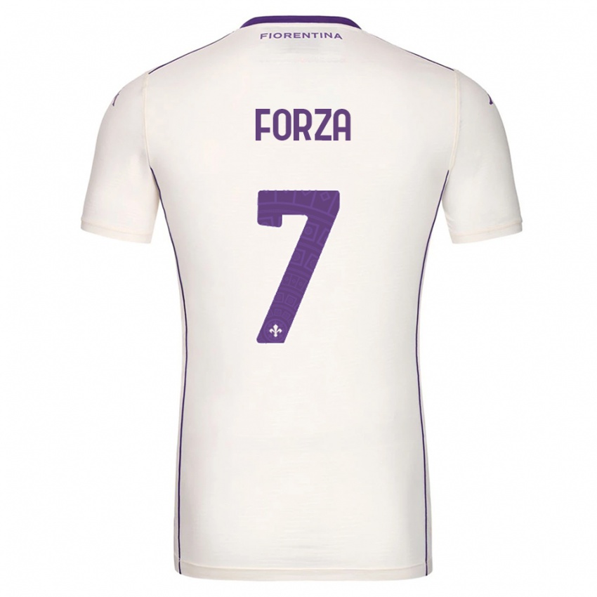 גברים Francesco Forza #7 לבן סגול אדום הרחק ג'רזי 2025/26 חולצה קצרה