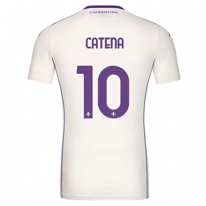 גברים Michaela Catena #10 לבן סגול אדום הרחק ג'רזי 2025/26 חולצה קצרה