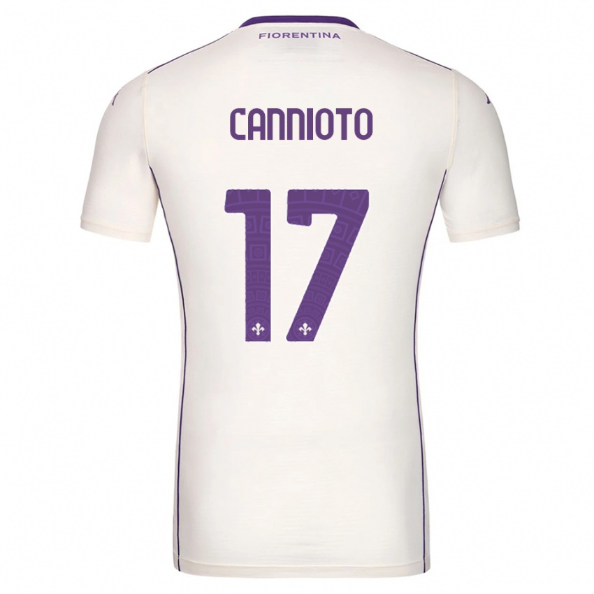 גברים Andrea Cannioto #17 לבן סגול אדום הרחק ג'רזי 2025/26 חולצה קצרה