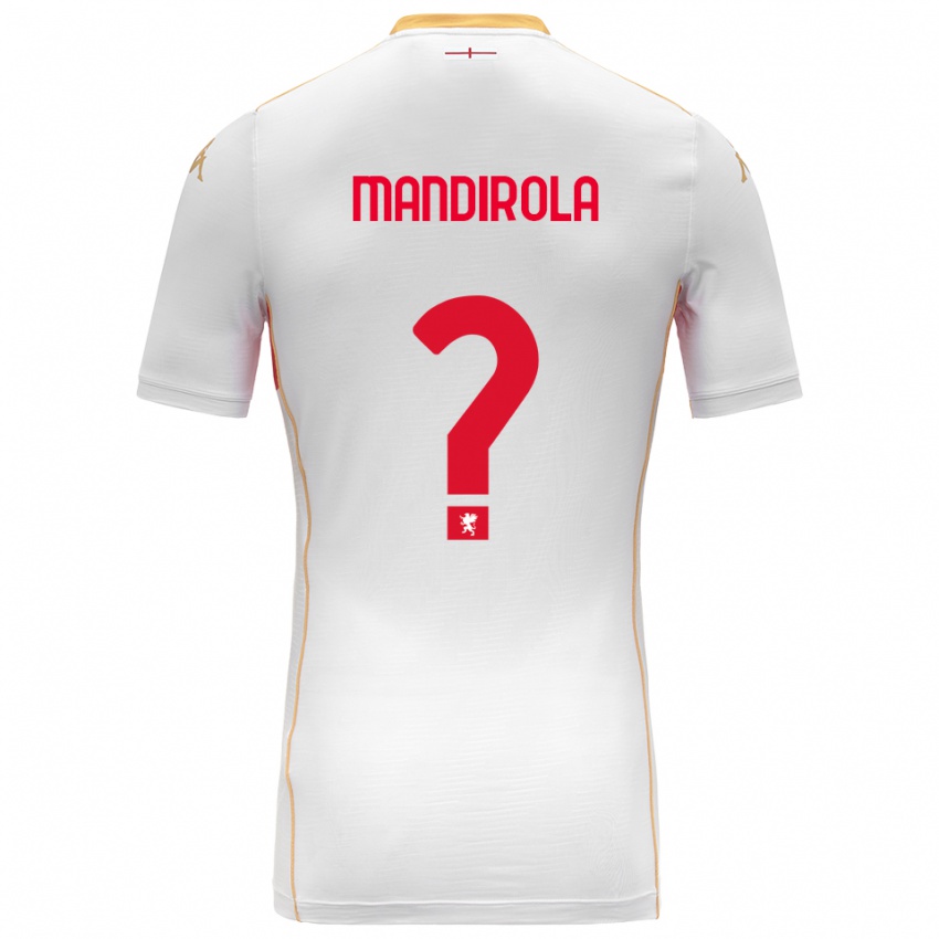 גברים Gabriele Mandirola #0 לבן אדום הרחק ג'רזי 2025/26 חולצה קצרה