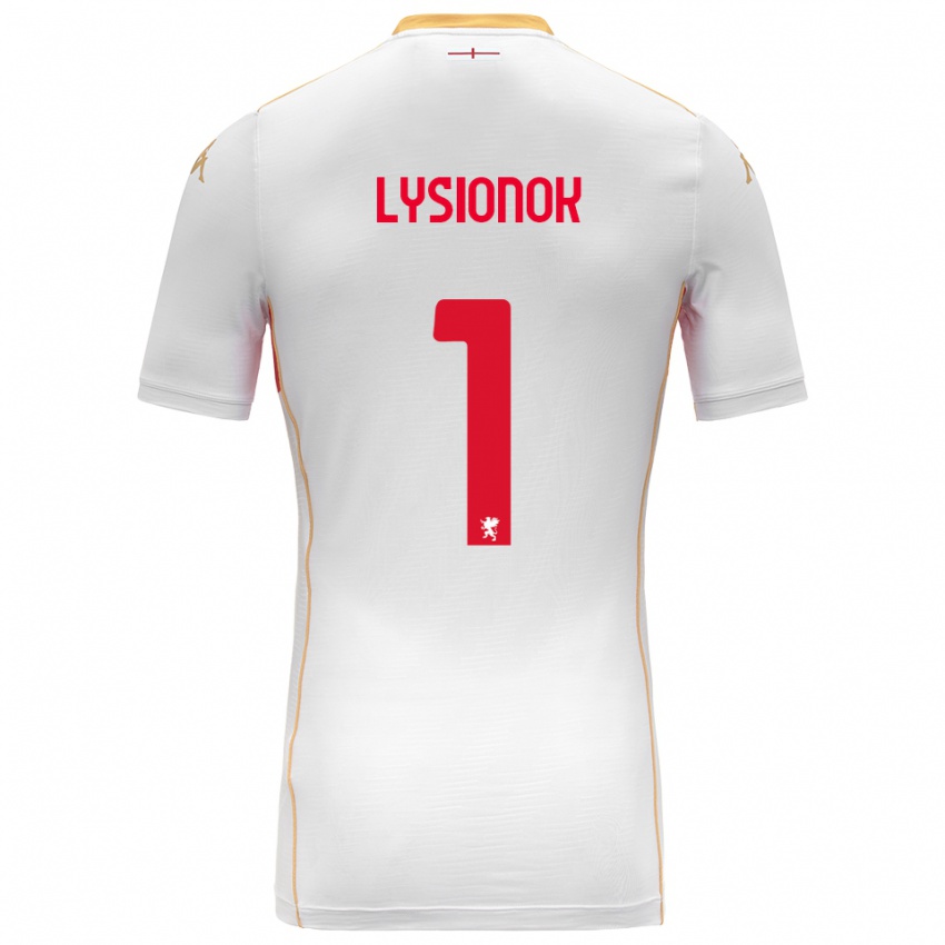 גברים Ernestas Lysionok #1 לבן אדום הרחק ג'רזי 2025/26 חולצה קצרה