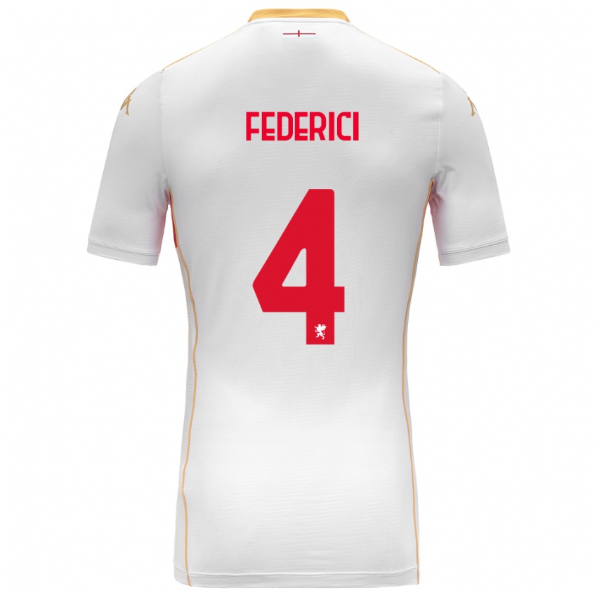 גברים Matteo Federici #4 לבן אדום הרחק ג'רזי 2025/26 חולצה קצרה