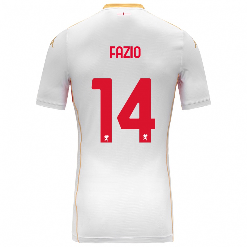 גברים Tommaso Fazio #14 לבן אדום הרחק ג'רזי 2025/26 חולצה קצרה