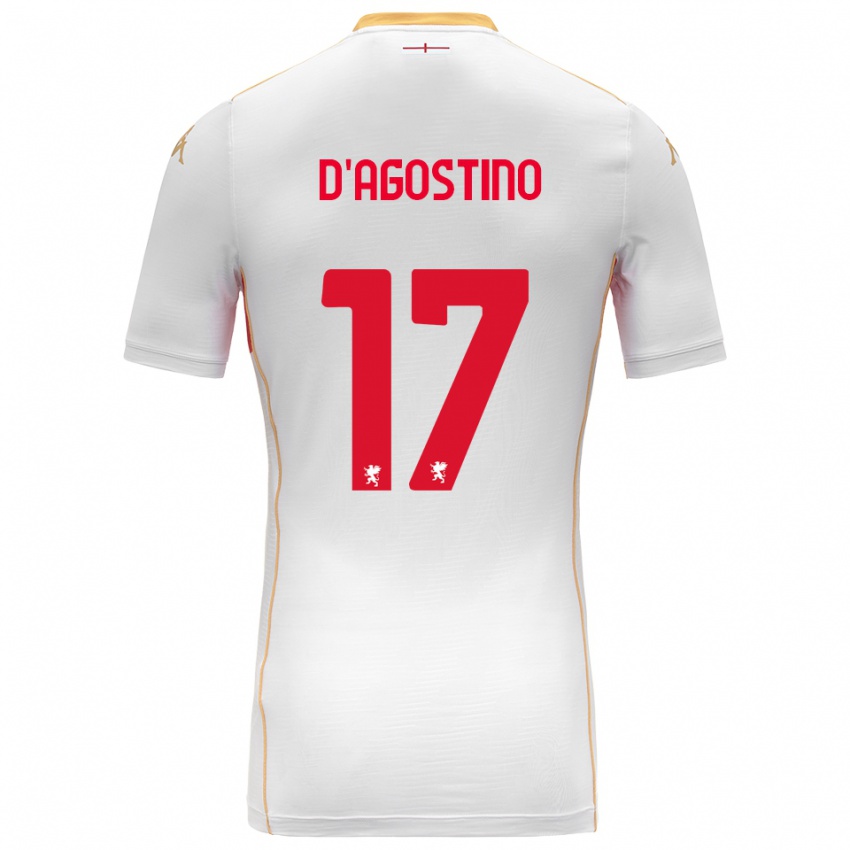גברים Riccardo D'agostino #17 לבן אדום הרחק ג'רזי 2025/26 חולצה קצרה