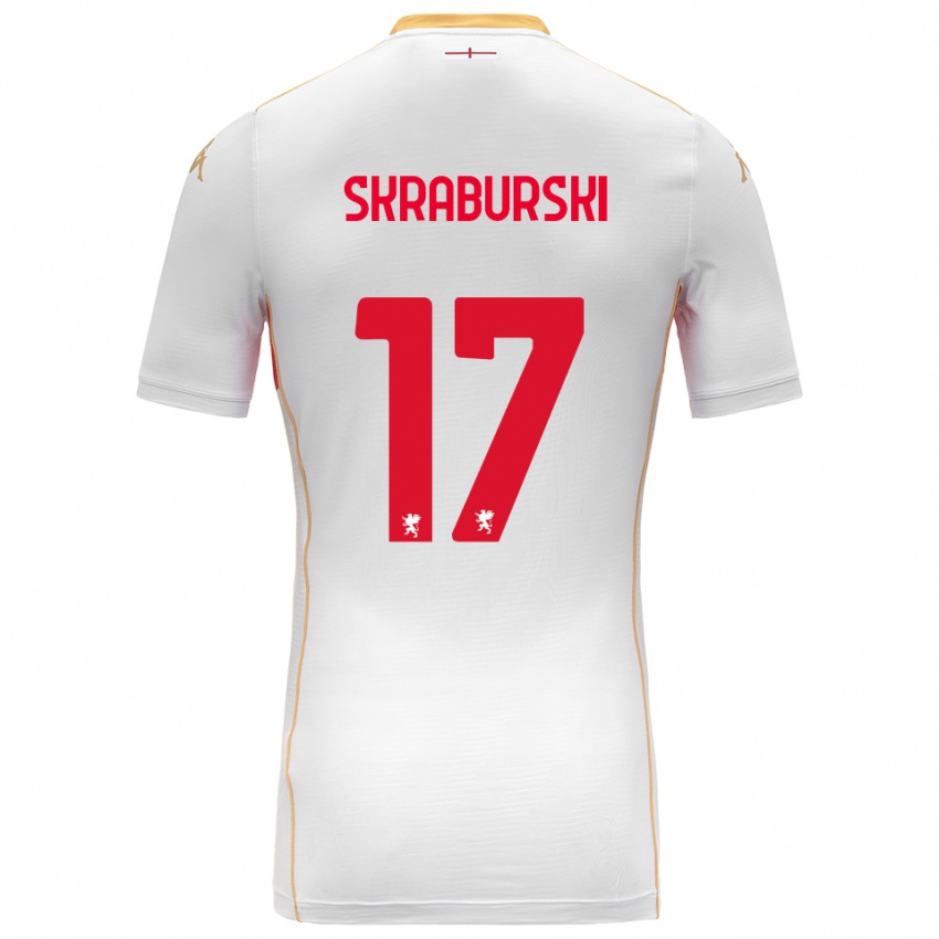 גברים Borys Skraburski #17 לבן אדום הרחק ג'רזי 2025/26 חולצה קצרה