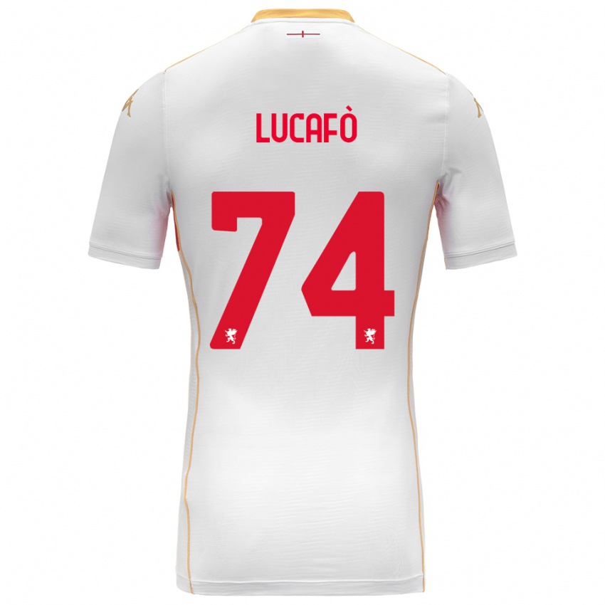 גברים Sara Lucafò #74 לבן אדום הרחק ג'רזי 2025/26 חולצה קצרה