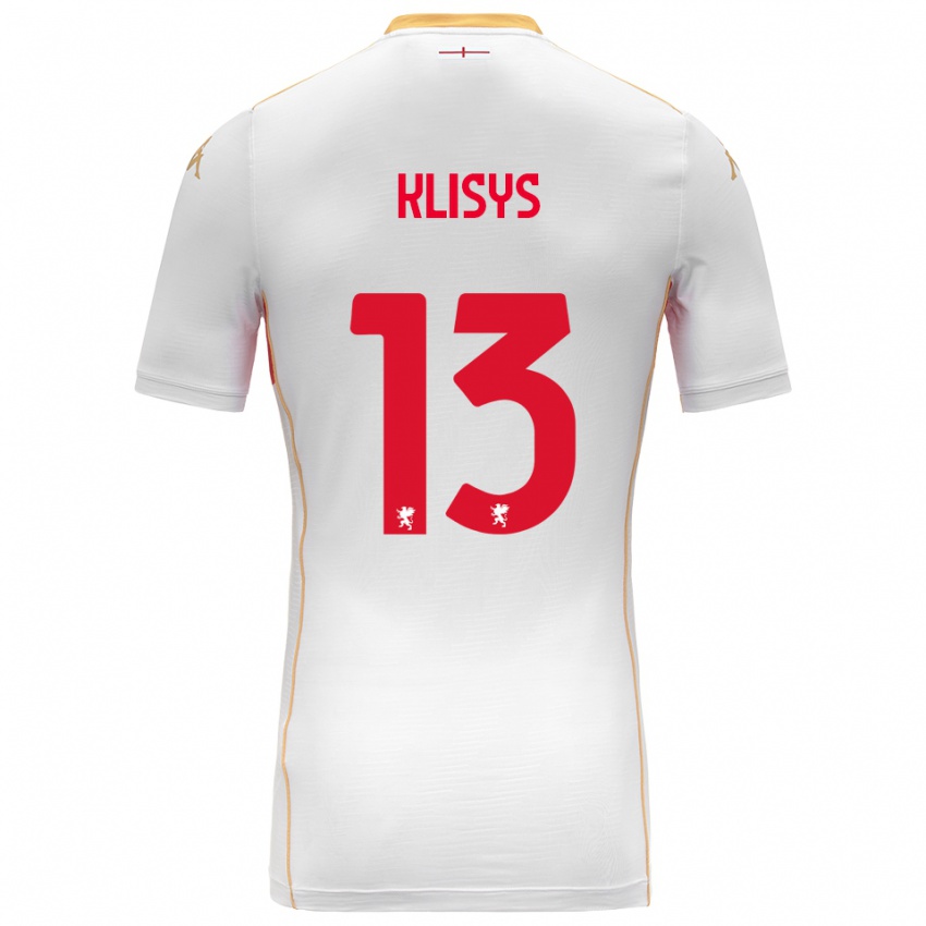 גברים Lukas Klisys #13 לבן אדום הרחק ג'רזי 2025/26 חולצה קצרה