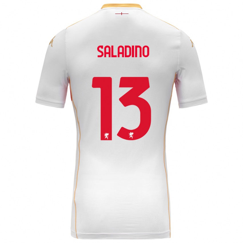 גברים Luca Saladino #13 לבן אדום הרחק ג'רזי 2025/26 חולצה קצרה
