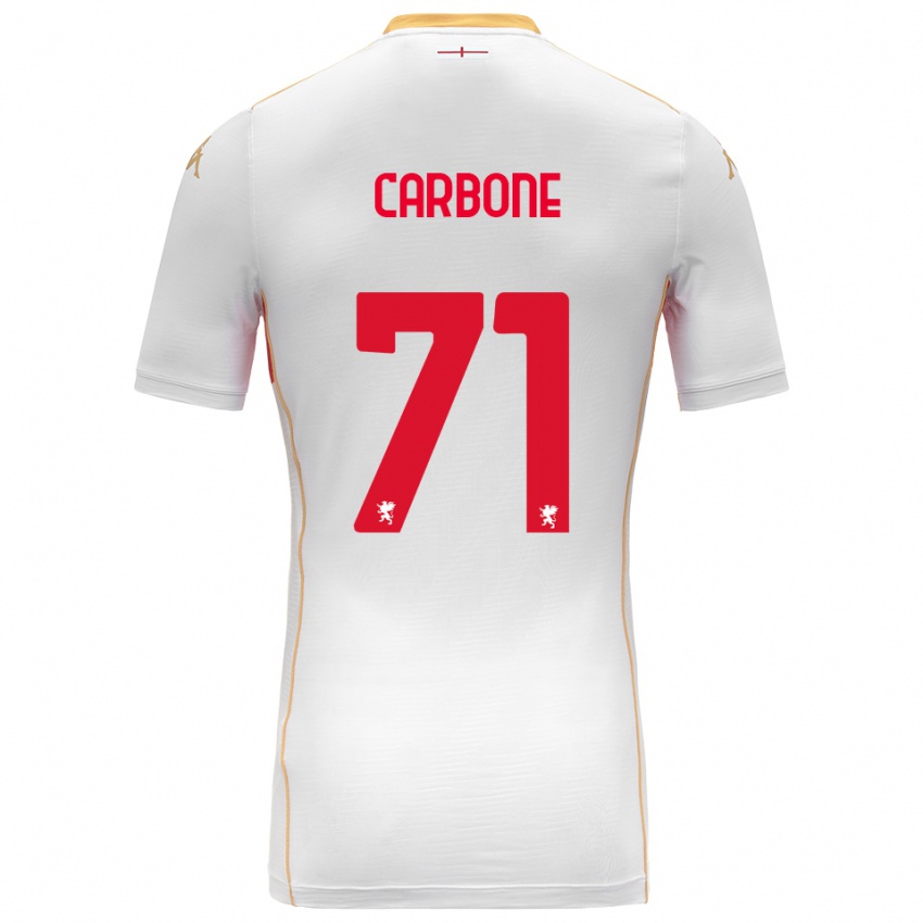 גברים Filippo Carbone #71 לבן אדום הרחק ג'רזי 2025/26 חולצה קצרה