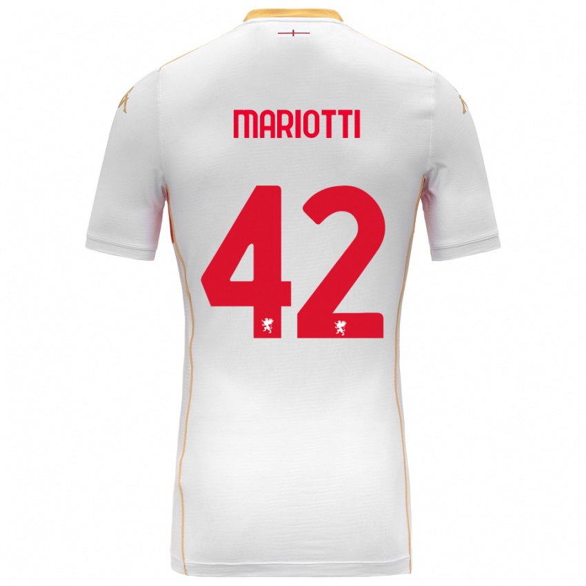 גברים Andrea Mariotti #42 לבן אדום הרחק ג'רזי 2025/26 חולצה קצרה
