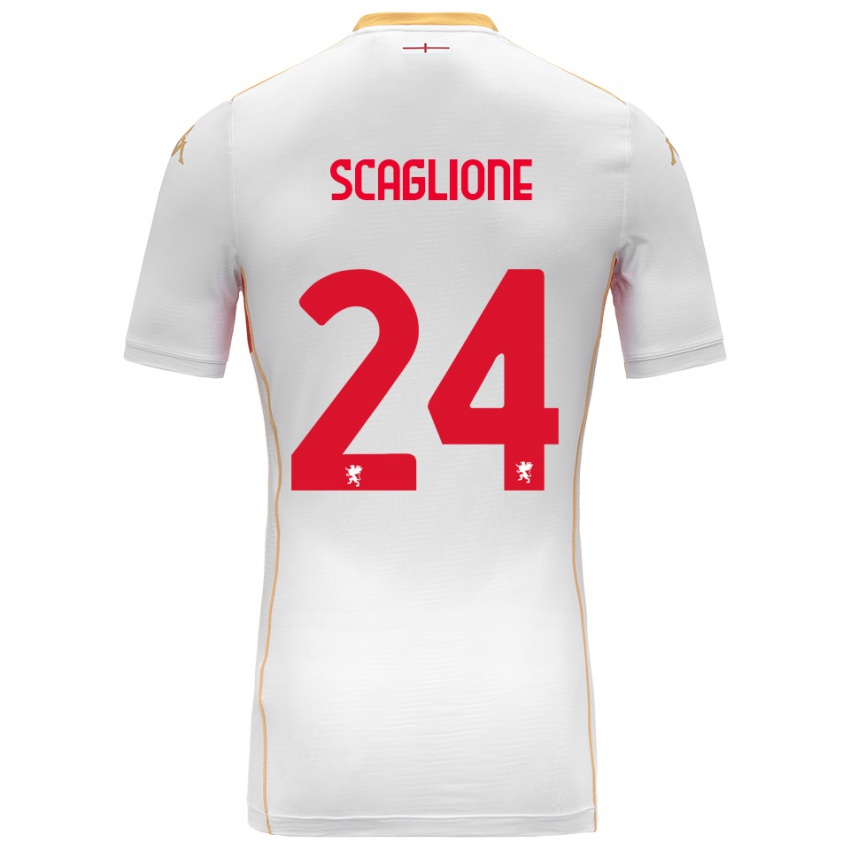 גברים Roberto Scaglione #24 לבן אדום הרחק ג'רזי 2025/26 חולצה קצרה