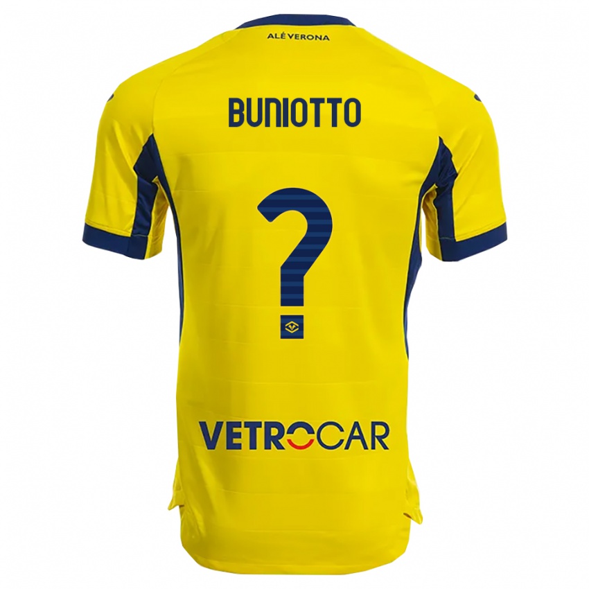 גברים Mattia Buniotto #0 צהוב נייבי הרחק ג'רזי 2025/26 חולצה קצרה