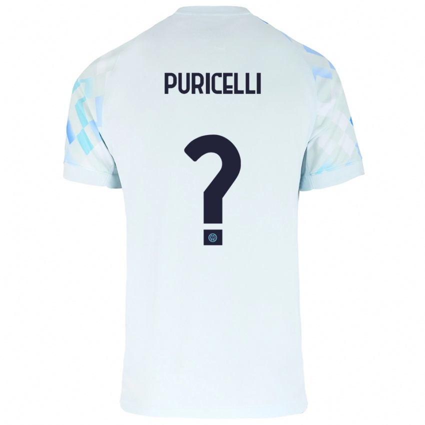 גברים Lorenzo Puricelli #0 לבן כחול הרחק ג'רזי 2025/26 חולצה קצרה