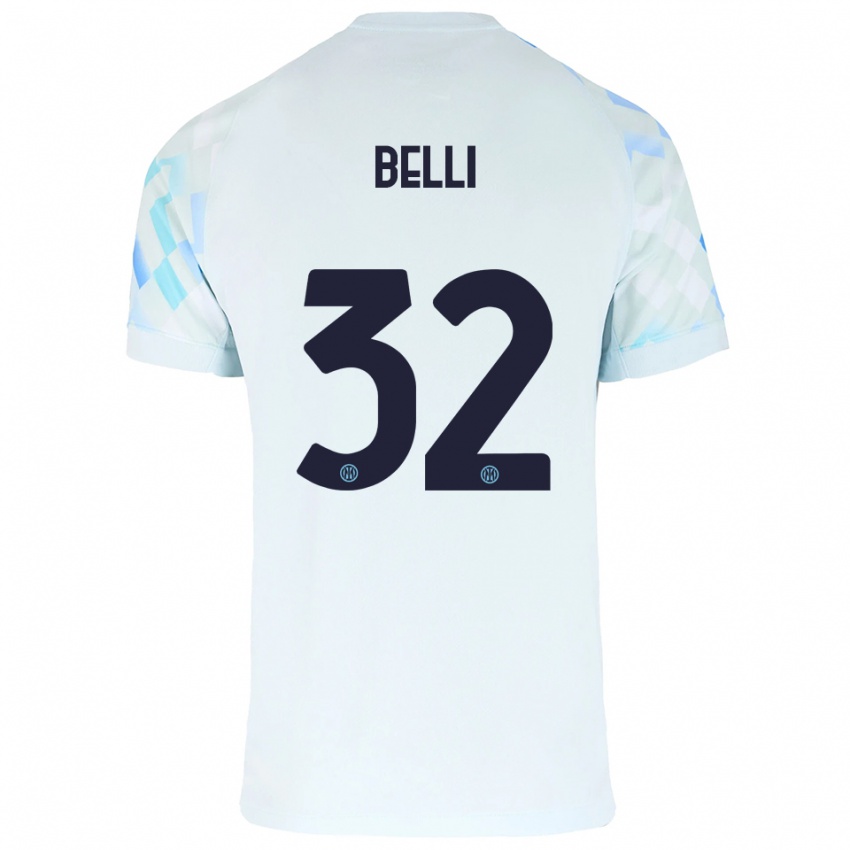 גברים Elena Belli #32 לבן כחול הרחק ג'רזי 2025/26 חולצה קצרה