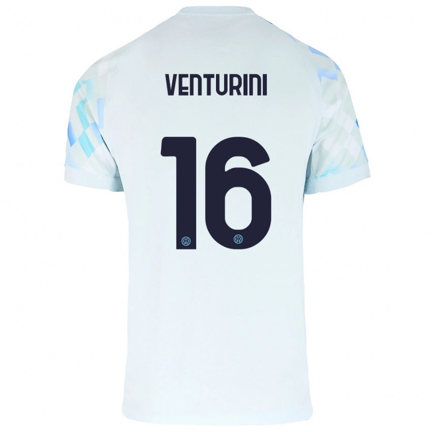 גברים Matteo Venturini #16 לבן כחול הרחק ג'רזי 2025/26 חולצה קצרה