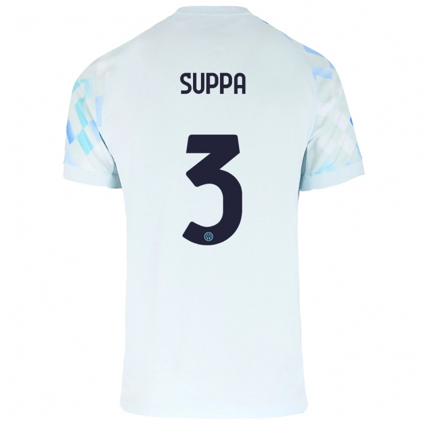 גברים Simone Suppa #3 לבן כחול הרחק ג'רזי 2025/26 חולצה קצרה