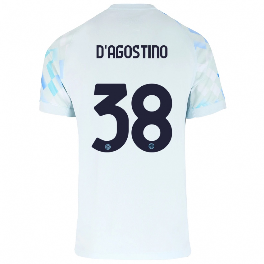 גברים Giovanni D'agostino #38 לבן כחול הרחק ג'רזי 2025/26 חולצה קצרה