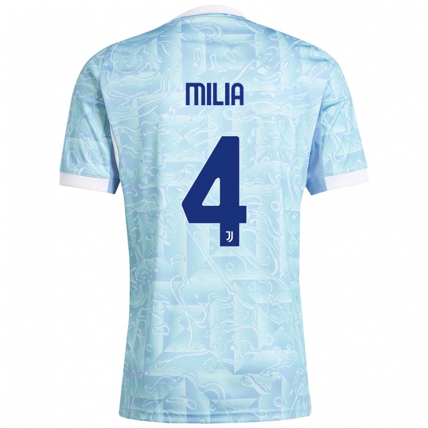 גברים Nicolò Milia #4 תכלת צהוב הרחק ג'רזי 2025/26 חולצה קצרה
