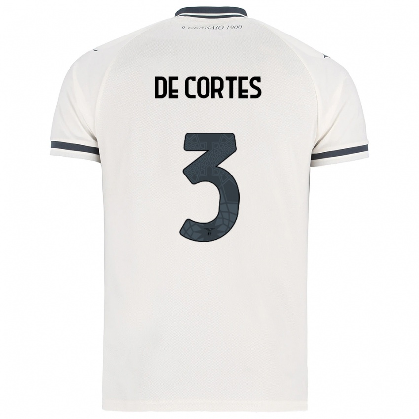 גברים Alessandro De Cortes #3 לבן נייבי הרחק ג'רזי 2025/26 חולצה קצרה