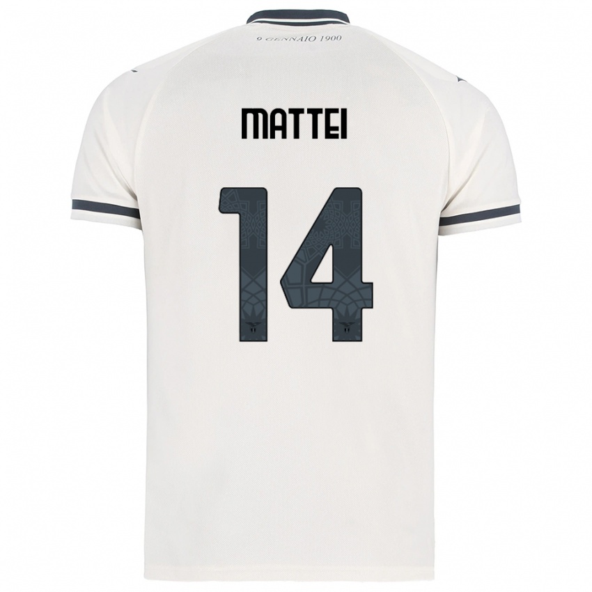 גברים Sarah Mattei #14 לבן נייבי הרחק ג'רזי 2025/26 חולצה קצרה