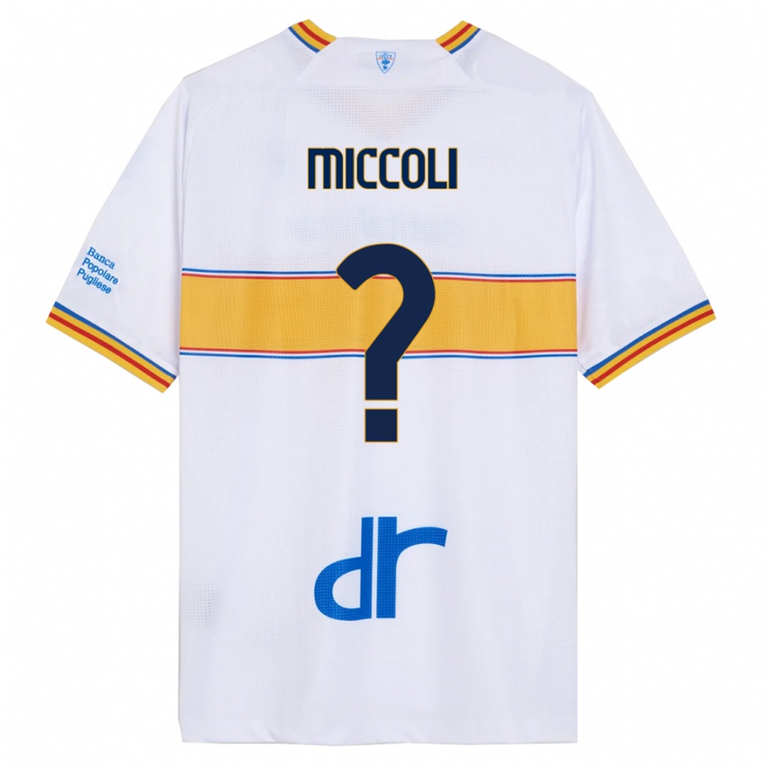 גברים Riccardo Miccoli #0 לבן צהוב הרחק ג'רזי 2025/26 חולצה קצרה