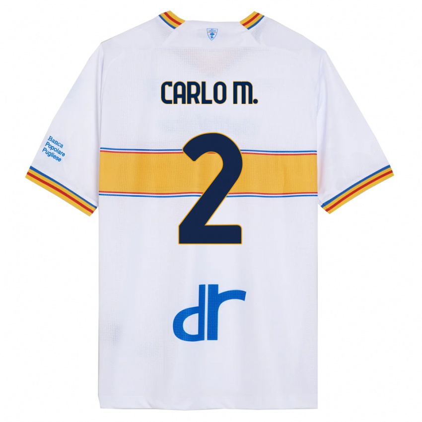 גברים Carlo Mariano #2 לבן צהוב הרחק ג'רזי 2025/26 חולצה קצרה