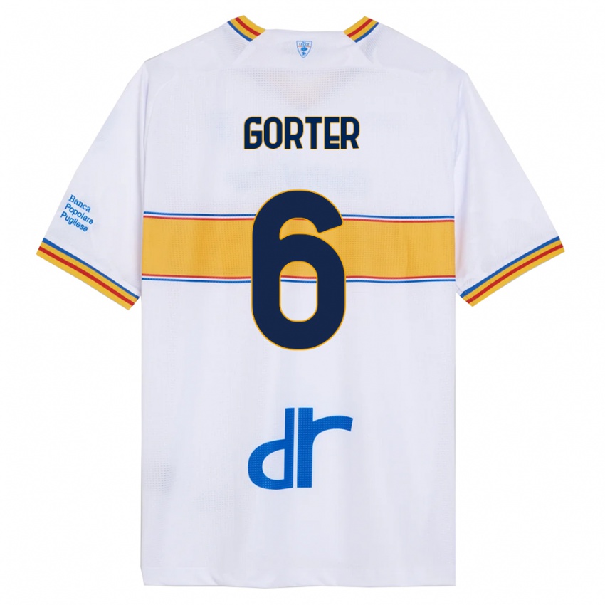 גברים Olaf Gorter #6 לבן צהוב הרחק ג'רזי 2025/26 חולצה קצרה