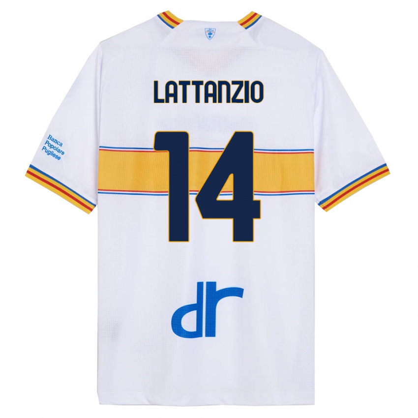 גברים Gianluca Lattanzio #14 לבן צהוב הרחק ג'רזי 2025/26 חולצה קצרה