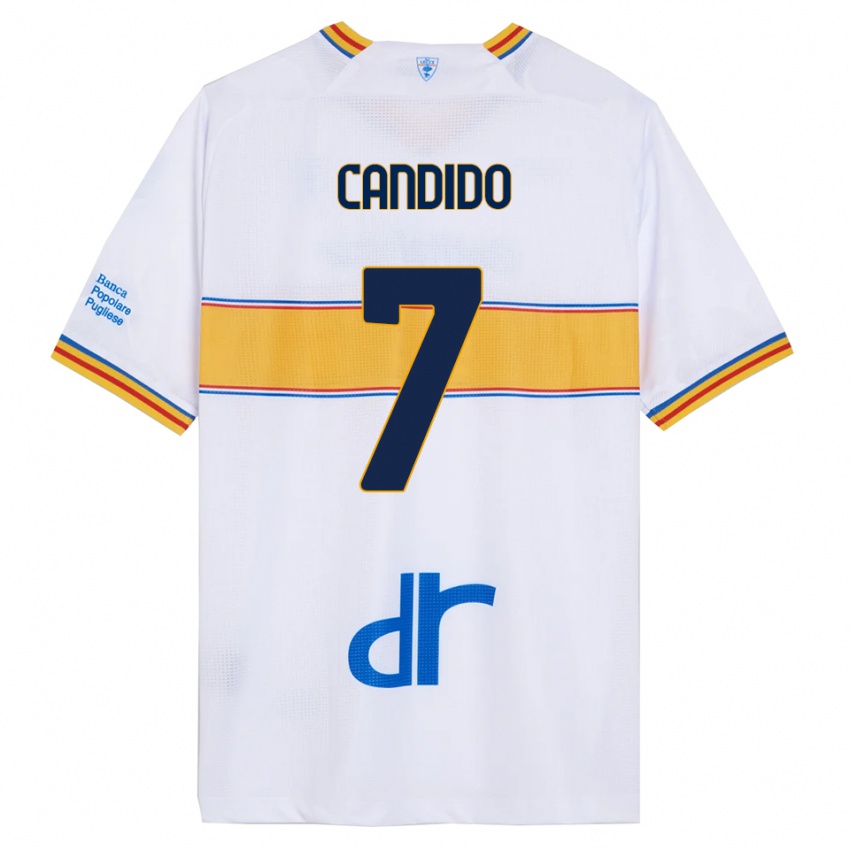 גברים Filippo Candido #7 לבן צהוב הרחק ג'רזי 2025/26 חולצה קצרה