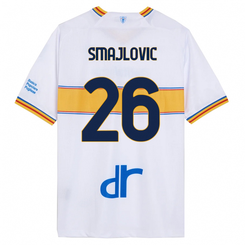 גברים Zinedin Smajlovic #26 לבן צהוב הרחק ג'רזי 2025/26 חולצה קצרה