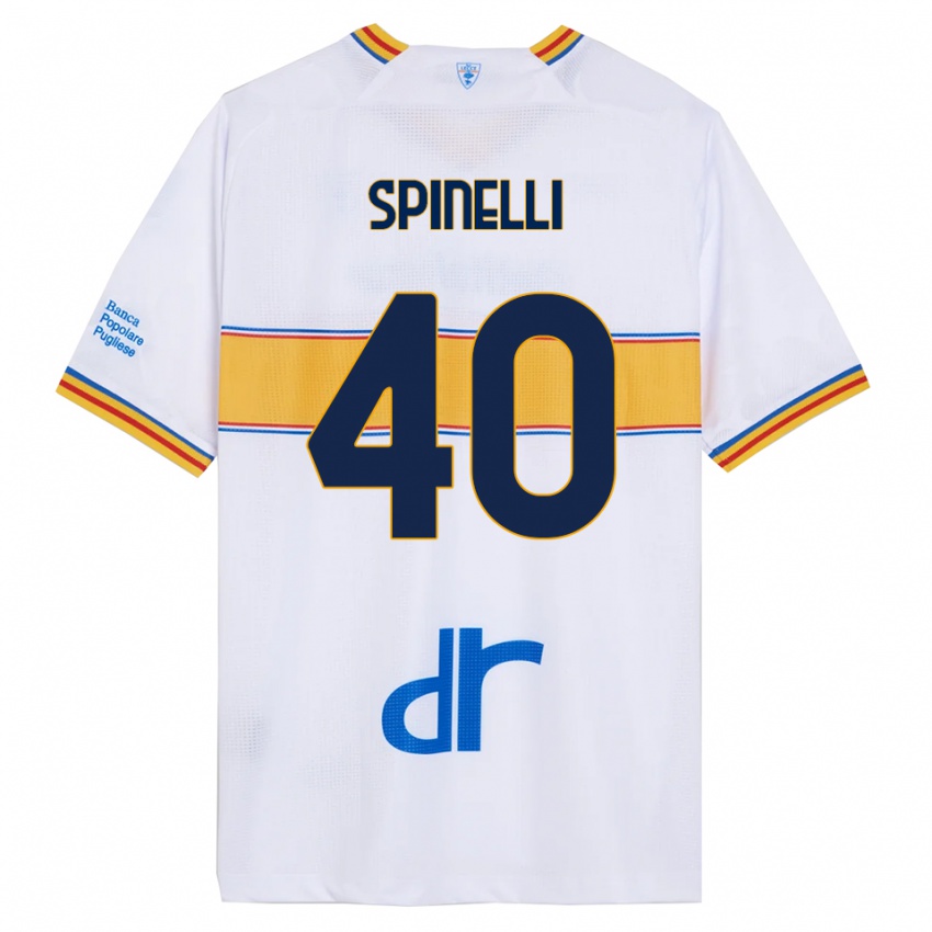 גברים Nicolò Spinelli #40 לבן צהוב הרחק ג'רזי 2025/26 חולצה קצרה