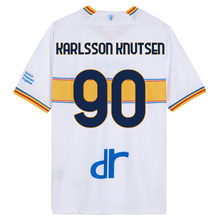 גברים Storm Karlsson Knutsen #90 לבן צהוב הרחק ג'רזי 2025/26 חולצה קצרה