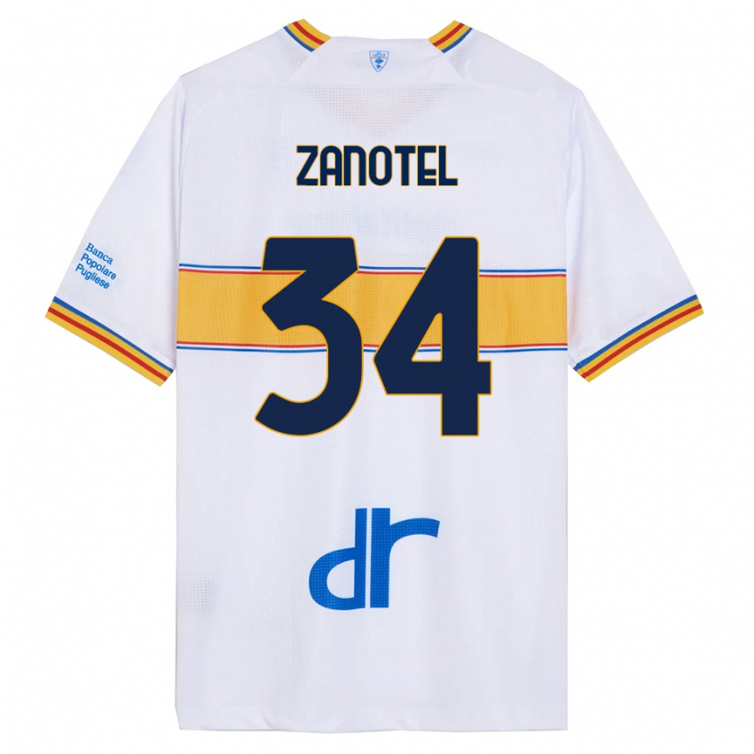 גברים Giovanni Zanotel #34 לבן צהוב הרחק ג'רזי 2025/26 חולצה קצרה