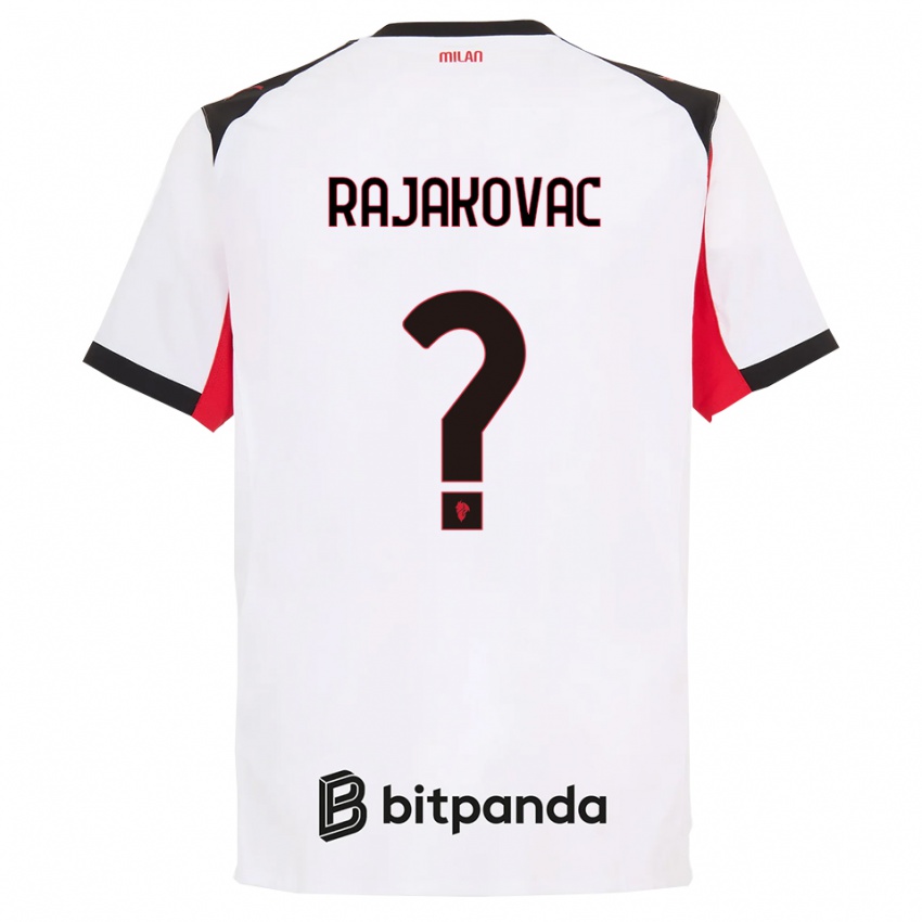 גברים Mihajlo Rajakovac #0 לבן שחור הרחק ג'רזי 2025/26 חולצה קצרה