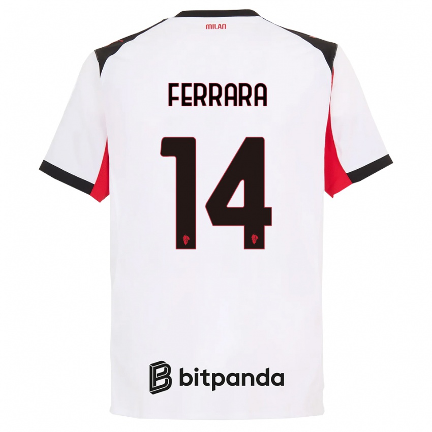 גברים Francesco Ferrara #14 לבן שחור הרחק ג'רזי 2025/26 חולצה קצרה