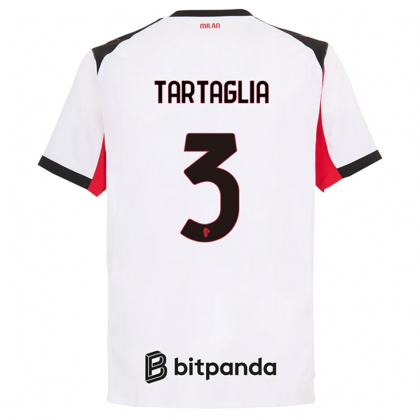 גברים Edoardo Tartaglia #3 לבן שחור הרחק ג'רזי 2025/26 חולצה קצרה