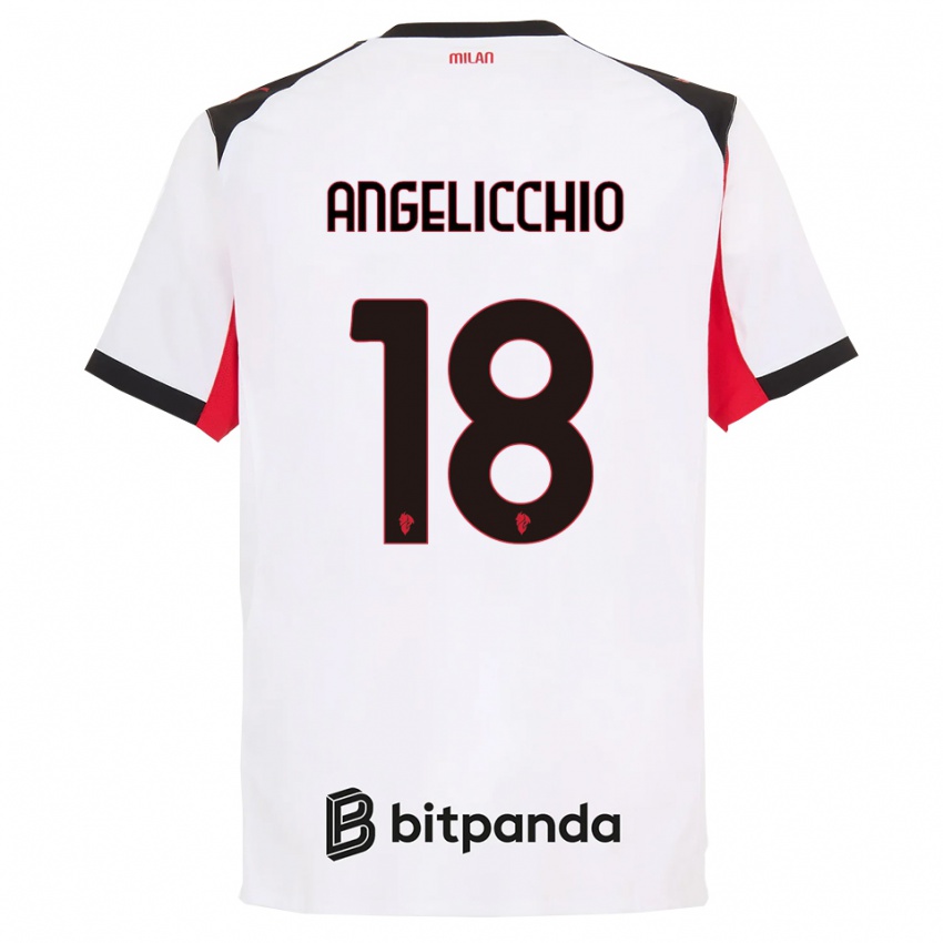 גברים Mattia Angelicchio #18 לבן שחור הרחק ג'רזי 2025/26 חולצה קצרה