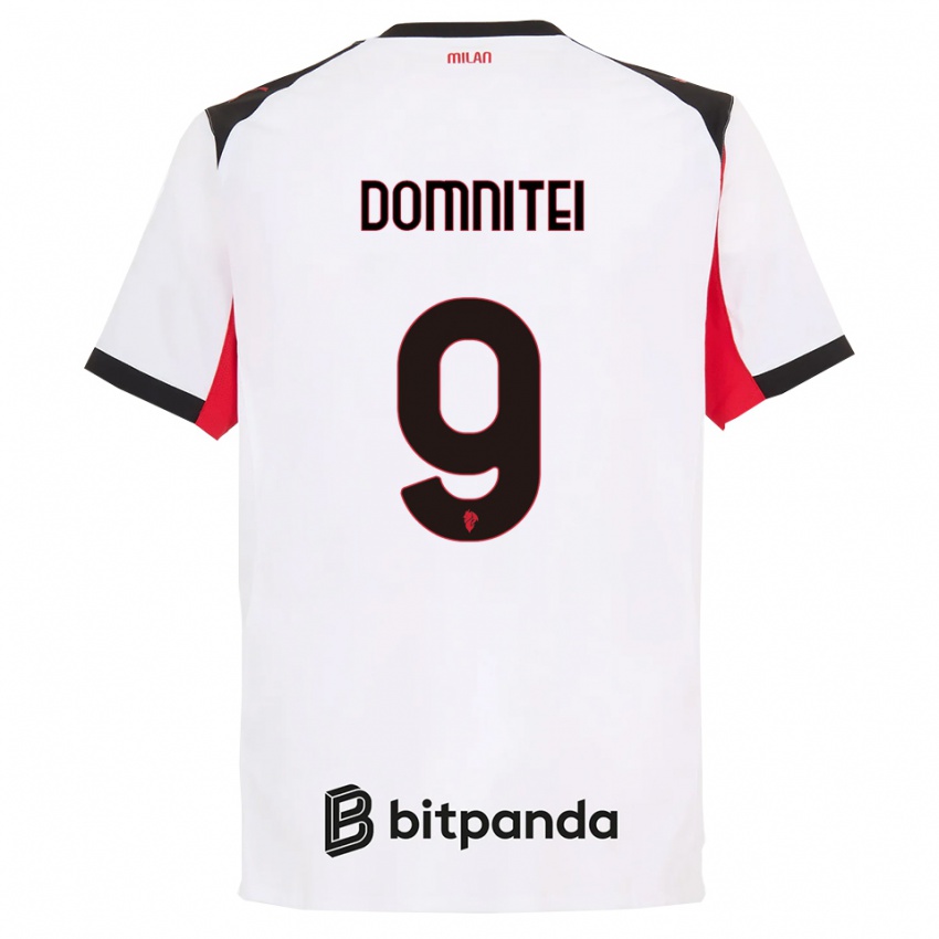 גברים Francesco Domniței #9 לבן שחור הרחק ג'רזי 2025/26 חולצה קצרה