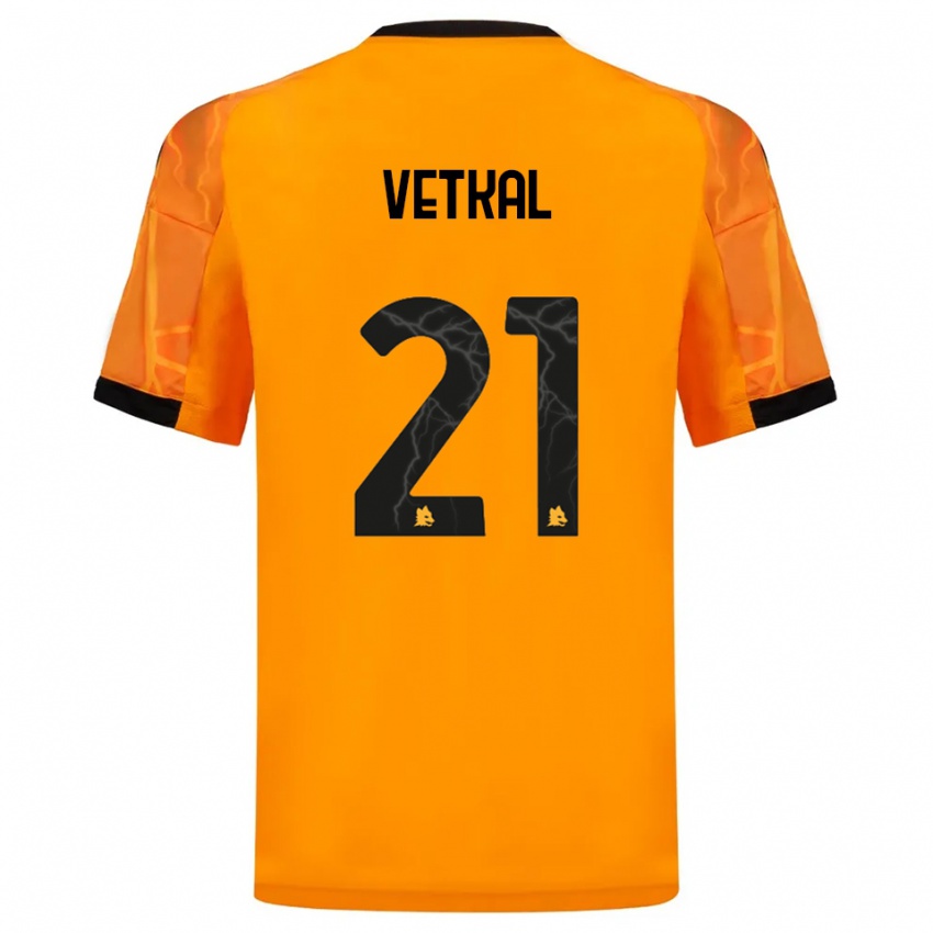 גברים Martin Vetkal #21 כתום שחור הרחק ג'רזי 2025/26 חולצה קצרה