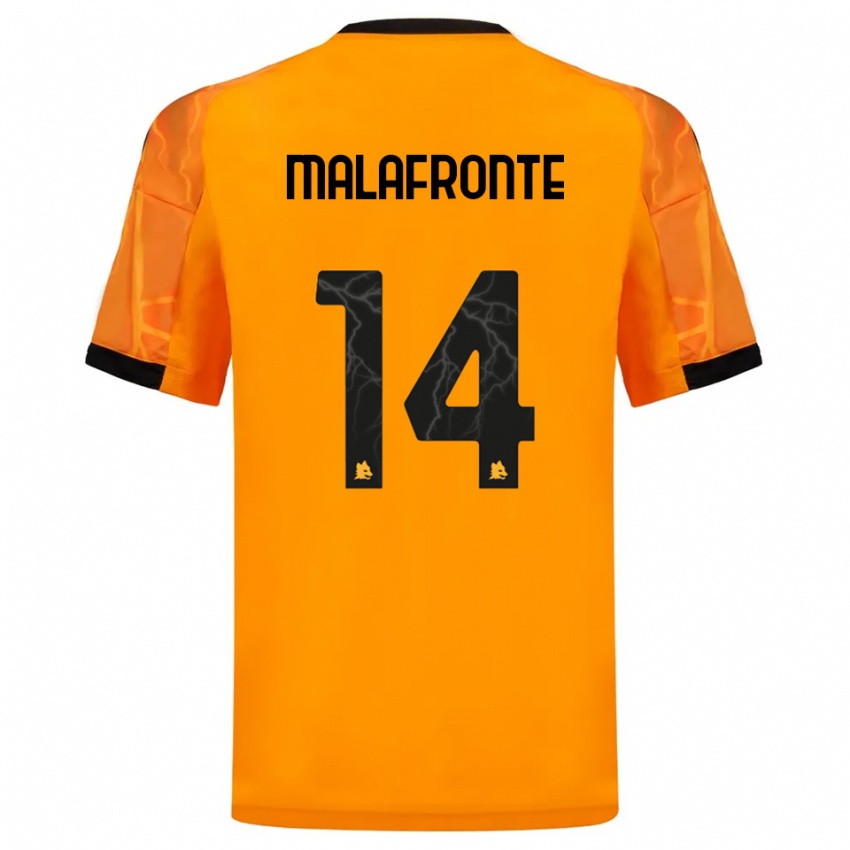 גברים Matteo Malafronte #14 כתום שחור הרחק ג'רזי 2025/26 חולצה קצרה