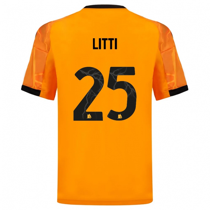 גברים Marco Litti #25 כתום שחור הרחק ג'רזי 2025/26 חולצה קצרה