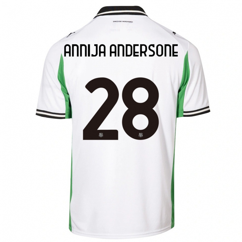 גברים Gabriela Annija Andersone #28 לבן ירוק שחור הרחק ג'רזי 2025/26 חולצה קצרה