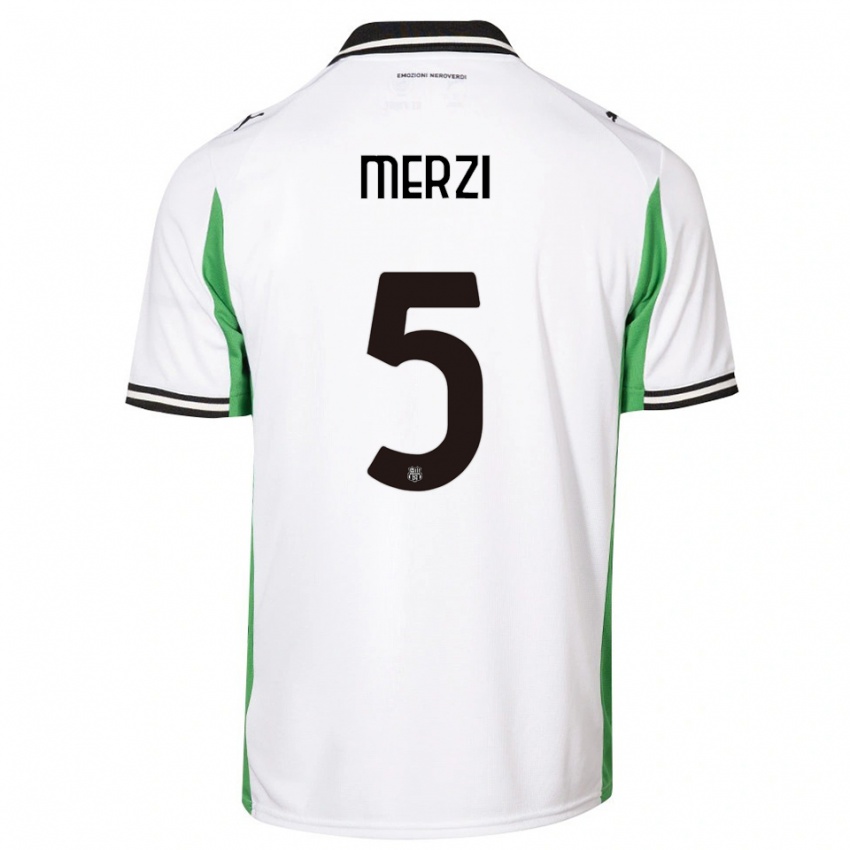 גברים Matteo Merzi #5 לבן ירוק שחור הרחק ג'רזי 2025/26 חולצה קצרה