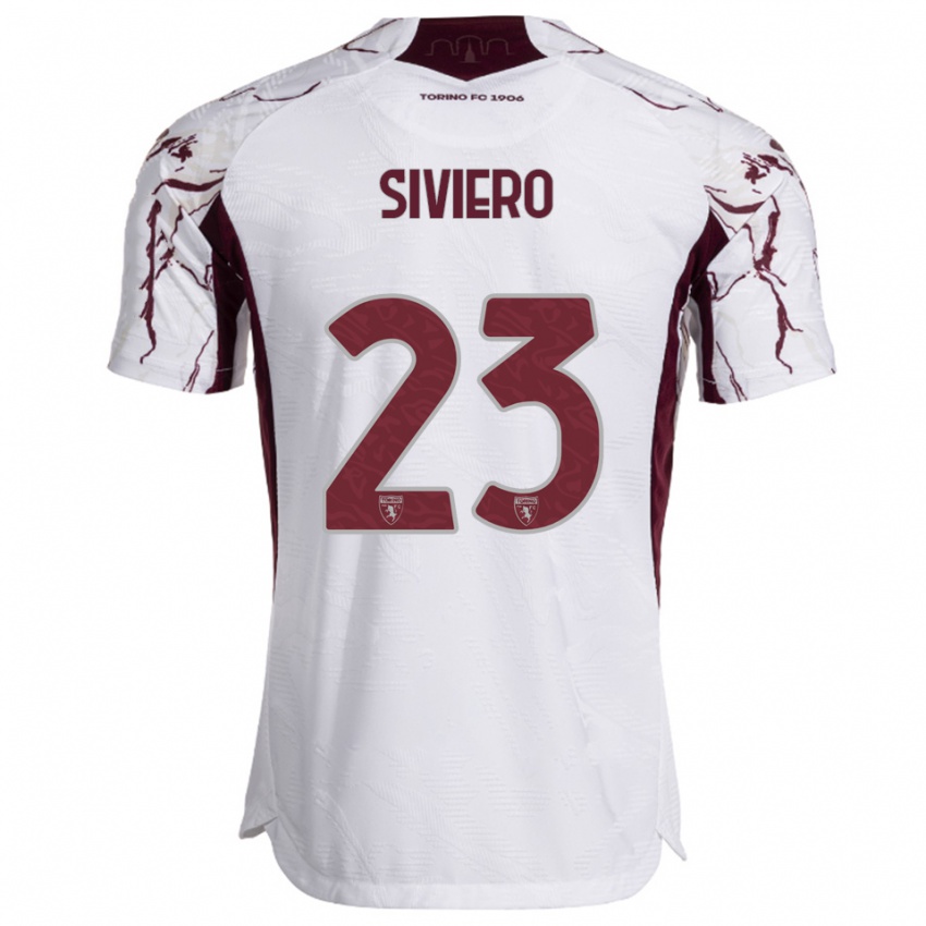 גברים Lapo Siviero #23 לבן בורגונדי הרחק ג'רזי 2025/26 חולצה קצרה